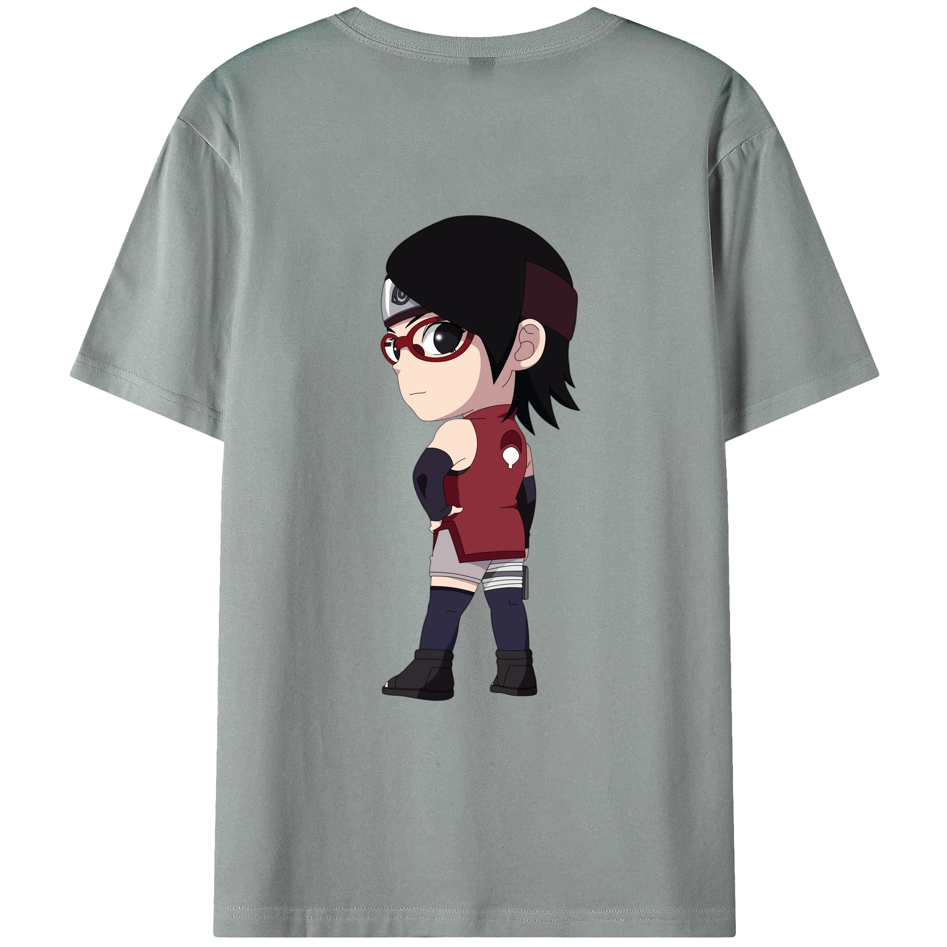 （画像用） NARUTO -ナルト- うちは サラダ Uchiha Sarada 綿100％ メンズ半袖Tシャツ（バックプリント） 通気性